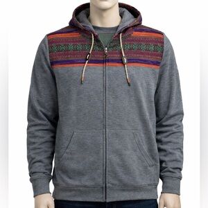 Howler Bros Shaman Hoodie Jacket Mens S Gray Full Zip Aztec Southwestern Adult